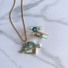 Turquoise & Diamond Arrow Heart Pendant