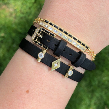 Gold & Black Onyx Baguette Bar Bracelet