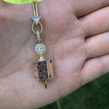 Gold, Diamond & Gemstone Spinner Necklace