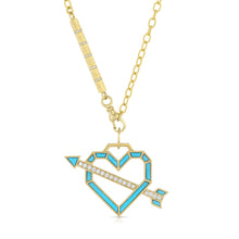 Turquoise & Diamond Arrow Heart Pendant