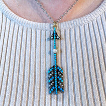 Estate Turquoise & Pearl Arrow Pendant