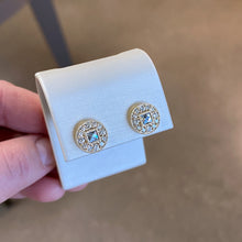 Medium Gold French Cut Diamond Halo Studs