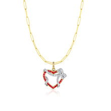 Art Deco French Cut Heart Pendant with Bow