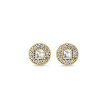 Medium Gold French Cut Diamond Halo Studs
