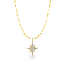 Elongated Star Gold & Diamond Pendant