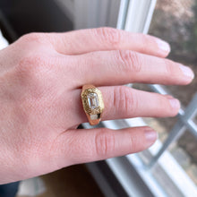 Hand Engraved Emerald Cut Signet Ring