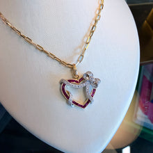 Art Deco French Cut Heart Pendant with Bow