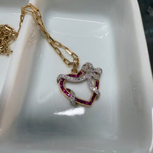 Art Deco French Cut Heart Pendant with Bow