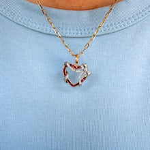 Art Deco French Cut Heart Pendant with Bow