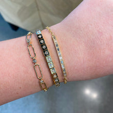 Bezel Set Diamond Paperclip Link Bracelet