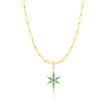 Turquoise & Diamond Six Point Star Pendant