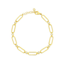 Bezel Set Diamond Paperclip Link Bracelet