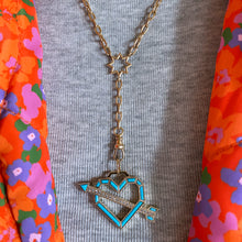 Turquoise & Diamond Arrow Heart Pendant