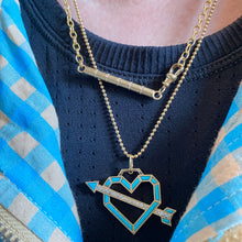 Turquoise & Diamond Arrow Heart Pendant