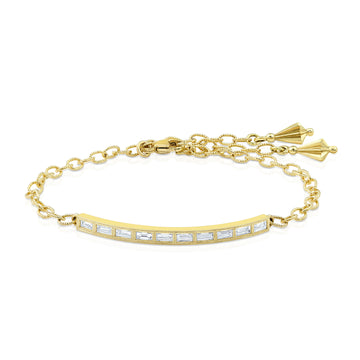 Gold Diamond Baguette Bar Bracelet, Jewelry - Katherine & Josephine