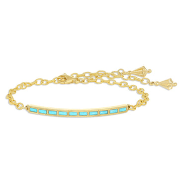 Gold & Turquoise Baguette Bar Bracelet