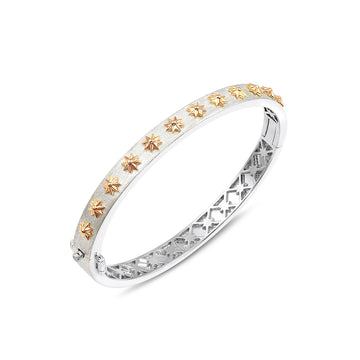 Sterling Silver and Gold Star Hinged Bracelet, Jewelry - Katherine & Josephine
