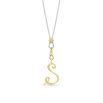 Yellow Gold & Silver Cutout Initial Necklace