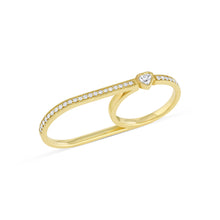 Double Finger Ring with Heart Shape