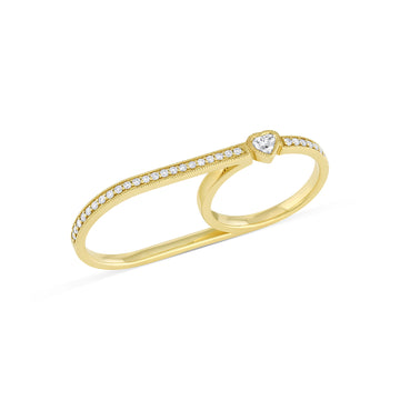 Double Finger Ring with Heart Shape